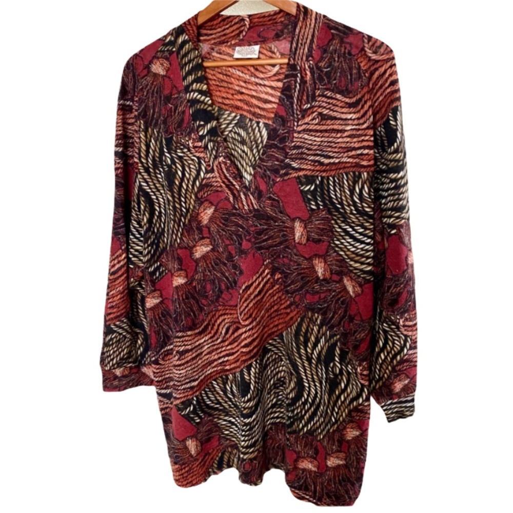 Vintage Merino Wool V Neck Tunic Sweater Made in France